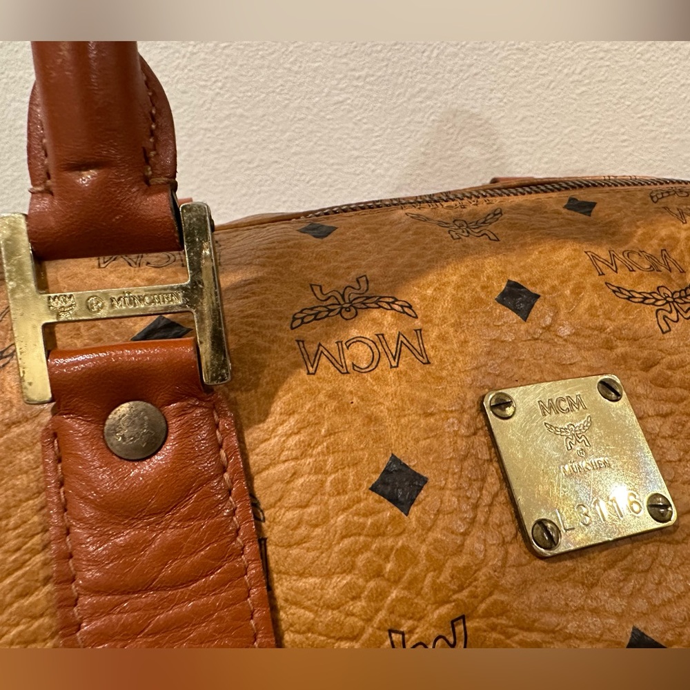 MCM Cognac Visetos Coated Canvas Stark Weekender 50 Duffel Bag - Picture 6 of 14